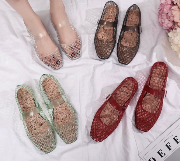 Jelly Flats Stripe Tape Sandals